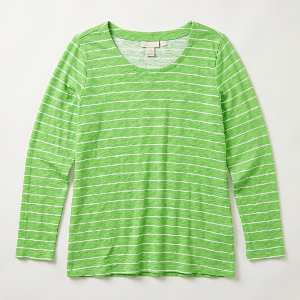 Belle by Kim Gravel Womens XL Preppy Coastal Minimalist Modal Striped Shirt